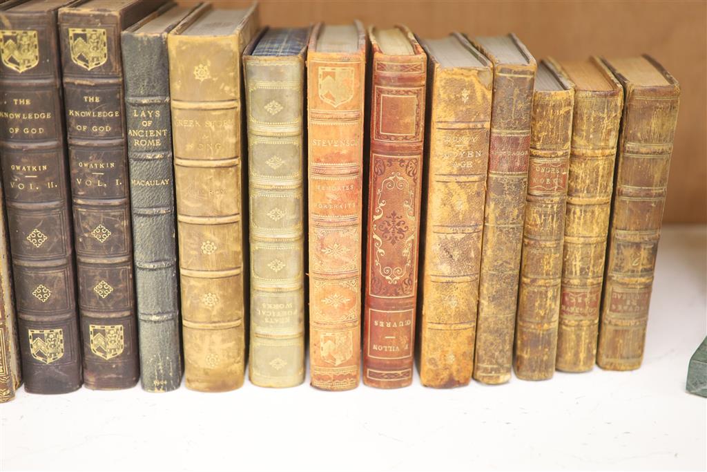 A collection of leather bound books, British Birds, Stevensons Letter, etc